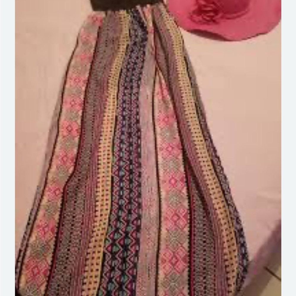 Darling Pink and Blue Patterned A-Line Skirt